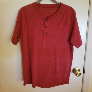 American Eagle Red 3 Button Tee Sml